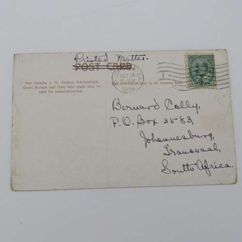 1906 Postcard from St John, Canada to Johannesburg, Transvaal - Montreal Import Co