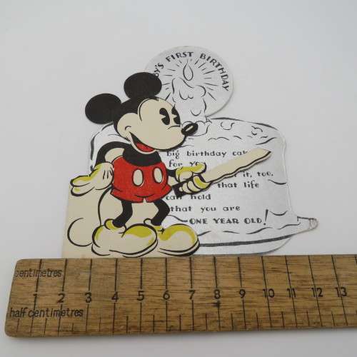 Walt Disney 1934 Mickey Mouse birthday card - Rare