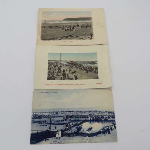 Lot of 6 antique postcards with Durban beach scenes