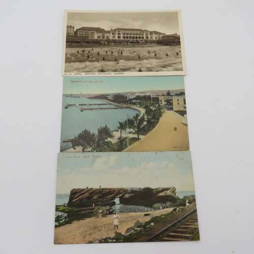 Lot of 6 antique postcards with Durban beach scenes