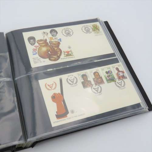 First day cover album with space for about 102 covers and including 57 Bophuthatswana covers