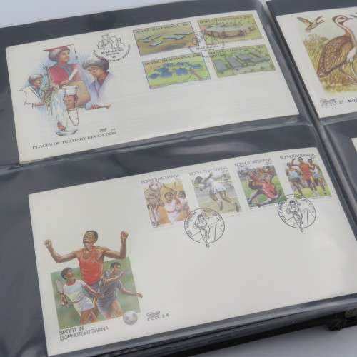 First day cover album with space for about 102 covers and including 57 Bophuthatswana covers