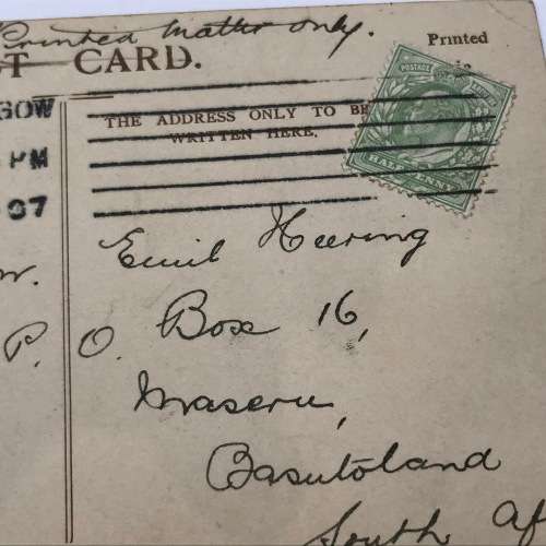 1907 Post card sent from Glasgow, Scotland to Maseru, Basutoland with actress Phyllis and Zena Dare