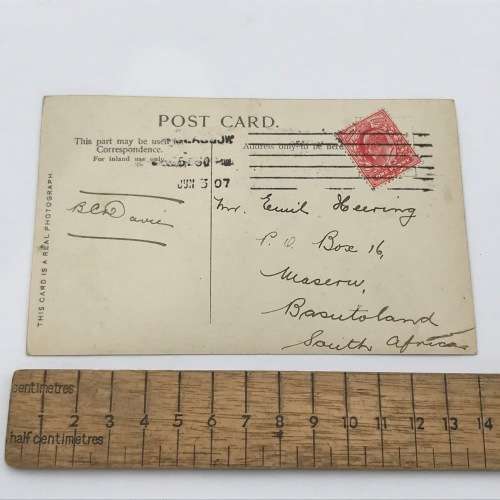 Early 1900`s postcard with picture of Dena dare actress - sent to Maseru, Basutoland