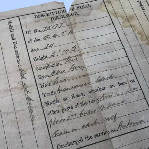 WW2 Military Discharge document of 75177 Robert Ayward Norris