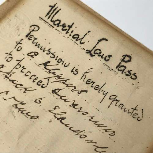 Boer War Martial Law Pass to A Kloppers for travelling to Dwarsrevier and back to Elandsvlei - 1901