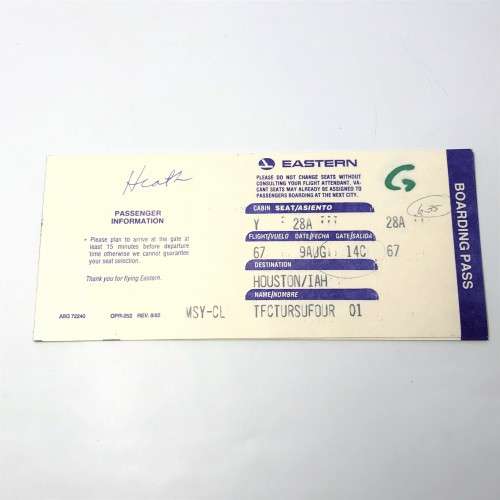 Pair of vintage tickets with boarding passes Eastern Airlines to Houston