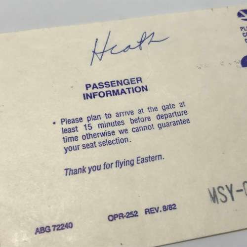 Pair of vintage tickets with boarding passes Eastern Airlines to Houston