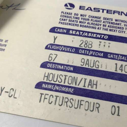 Pair of vintage tickets with boarding passes Eastern Airlines to Houston