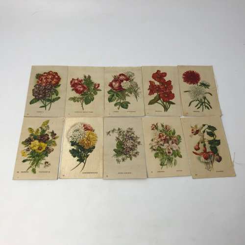 Lot of 25 Garden flowers of the world Westminster Tabaco silky cigarette cards with paper backing