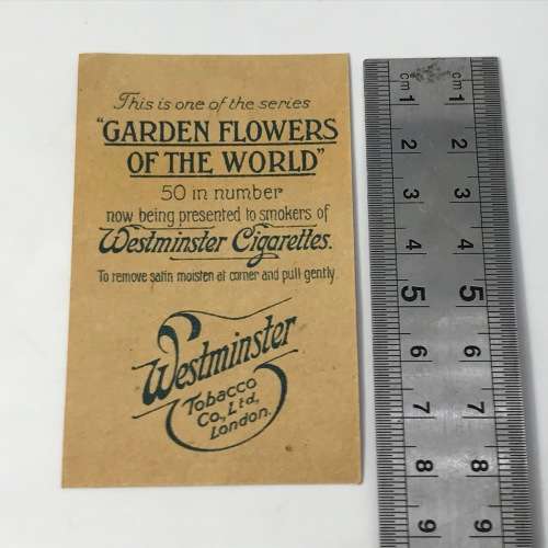 Lot of 25 Garden flowers of the world Westminster Tabaco silky cigarette cards with paper backing