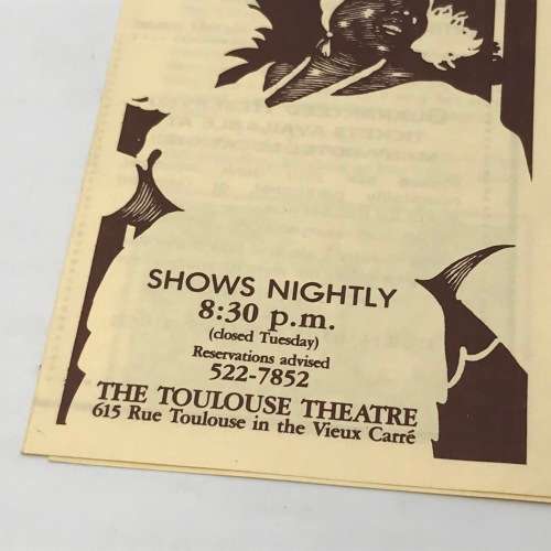 Pamphlet for One More Time show 1981 in New Orleans