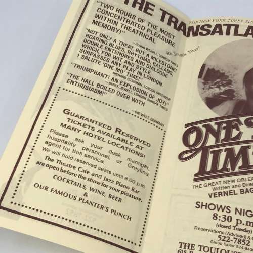 Pamphlet for One More Time show 1981 in New Orleans