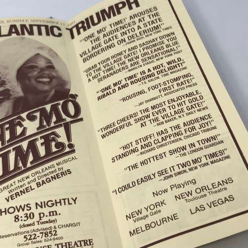 Pamphlet for One More Time show 1981 in New Orleans
