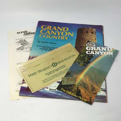 Vintage Scenic Airlines Grand Canyon pamphlets, booklets and certificate