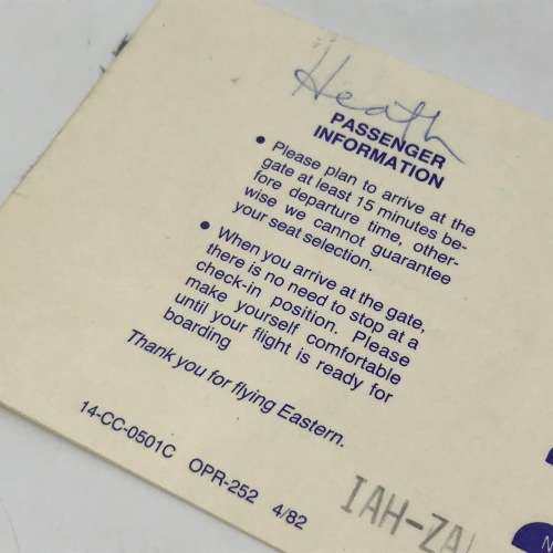 Pair of EASTERN Airways tickets with boarding passes attached - one to Las Vegas and one to Atlanta
