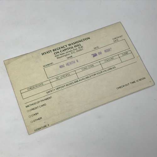 Hyatt Regency Washington vintage Hotel Passport