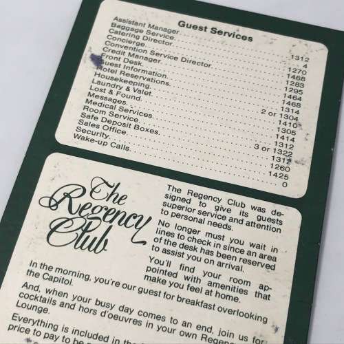 Hyatt Regency Washington vintage Hotel Passport