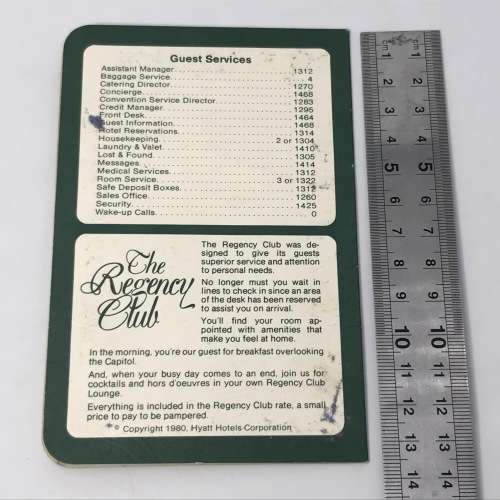 Hyatt Regency Washington vintage Hotel Passport