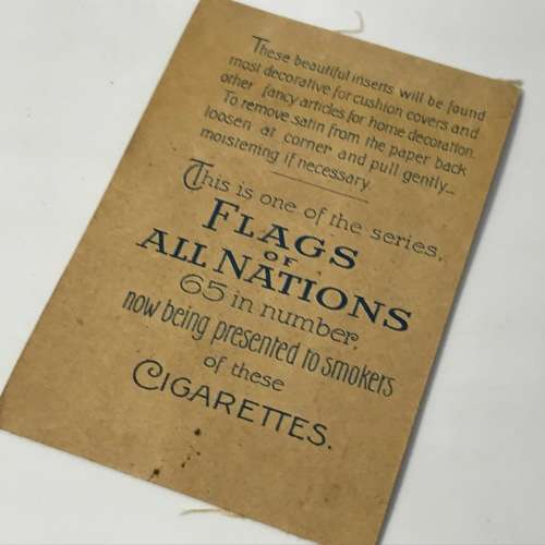 Lot of 27 Flags of all Nations silk cigarette cards on paper backing