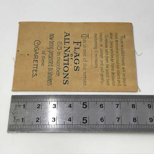 Lot of 27 Flags of all Nations silk cigarette cards on paper backing