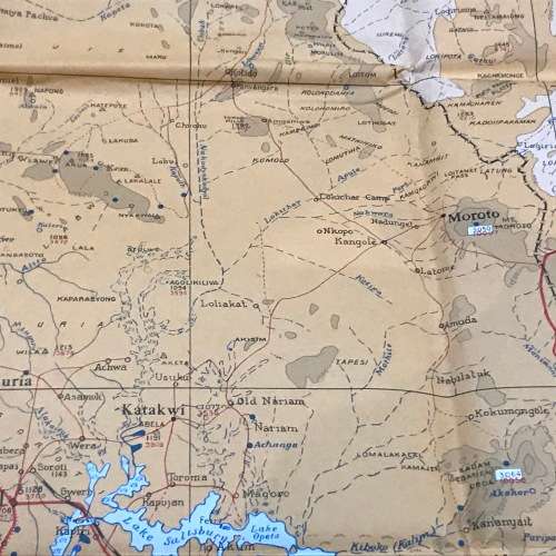 1957 Reprinted Map of Entebbe - reprinted from 1940`s wartime map - 80 x 62cm