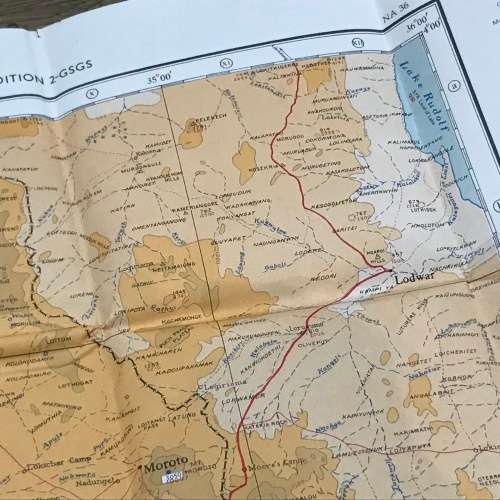 1957 Reprinted Map of Entebbe - reprinted from 1940`s wartime map - 80 x 62cm