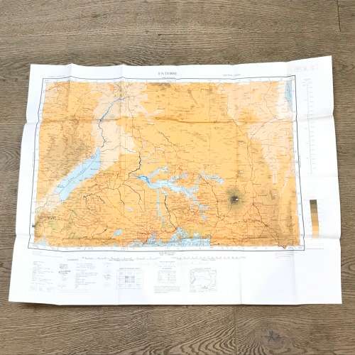 1957 Reprinted Map of Entebbe - reprinted from 1940`s wartime map - 80 x 62cm