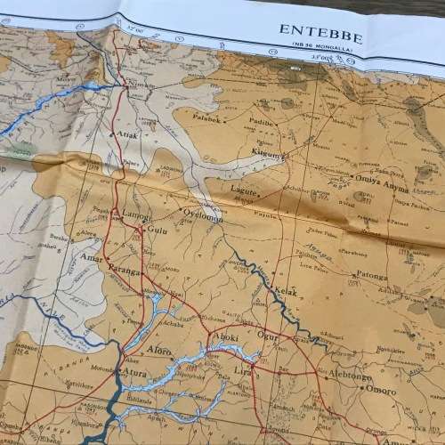 1957 Reprinted Map of Entebbe - reprinted from 1940`s wartime map - 80 x 62cm