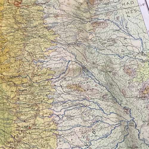 Vintage map of Nyeri Kenya - reprinted by War Office 1955 - East Africa 1:250000 - 80 x 68cm