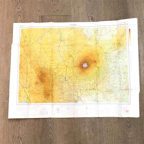 Vintage map of Nyeri Kenya - reprinted by War Office 1955 - East Africa 1:250000 - 80 x 68cm