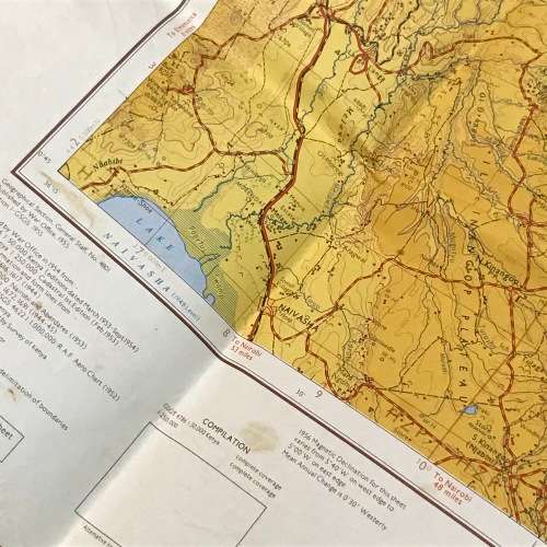 Vintage map of Nyeri Kenya - reprinted by War Office 1955 - East Africa 1:250000 - 80 x 68cm