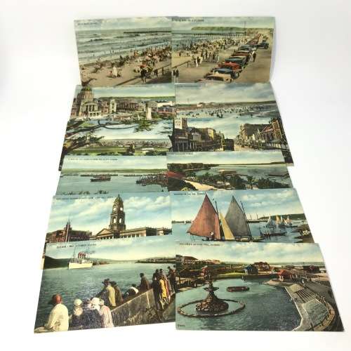Lot of 12 textured painting post cards of Durban - all unused early 1900`s - top quality