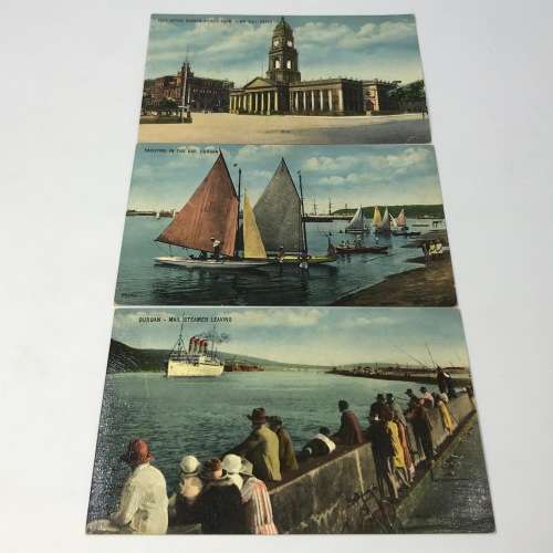 Lot of 12 textured painting post cards of Durban - all unused early 1900`s - top quality
