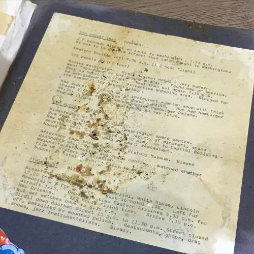 Scrapbook and loose pamphlets of vintage tour to the USA
