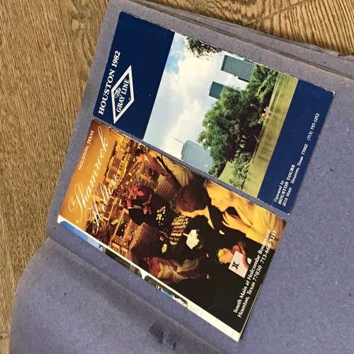 Scrapbook and loose pamphlets of vintage tour to the USA