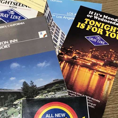 Scrapbook and loose pamphlets of vintage tour to the USA