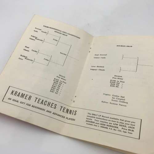 Vintage Tennis Championship booklet signed by Rod Laver, Frank Sedgman, Andres Gimeno, Earl Buchholz