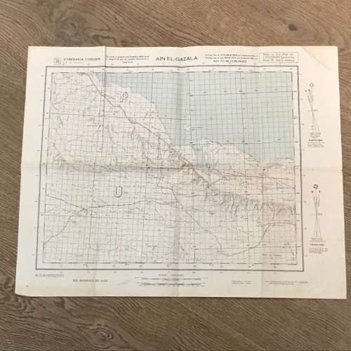 WW2 1941 War Map of AIN EL-GAZALA Libyan grid - 59,5 x 49cm