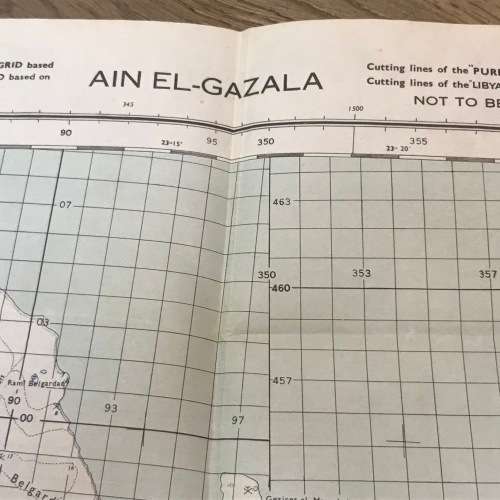 WW2 1941 War Map of AIN EL-GAZALA Libyan grid - 59,5 x 49cm
