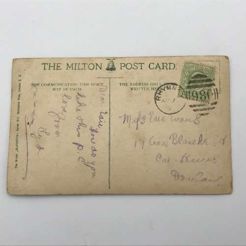 1907 Colorized Post card posted from Rhymney, Wales to Dowlais, Wales with picture of little girl