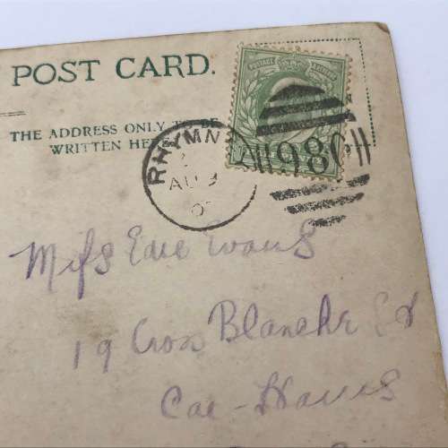 1907 Colorized Post card posted from Rhymney, Wales to Dowlais, Wales with picture of little girl