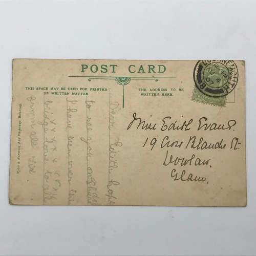 1907 Post card of the suspension bridge Alum Chine posted in Bourne Mouth - some damage