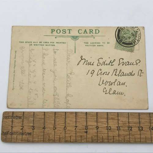 1907 Post card of the suspension bridge Alum Chine posted in Bourne Mouth - some damage