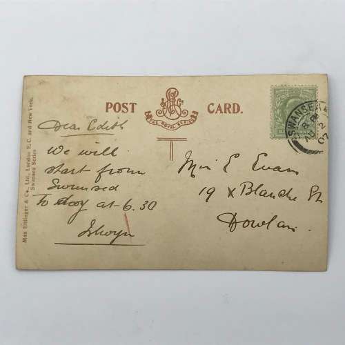 1907 Post Card from Swansea, Wales with picture of St. Helens Rd with tram - colorized