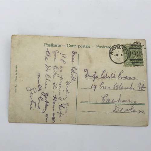 1907 Post Card posted in Rhymney, Wales - colorized picture of little girl - some damage