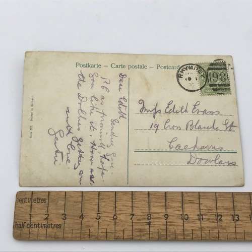 1907 Post Card posted in Rhymney, Wales - colorized picture of little girl - some damage
