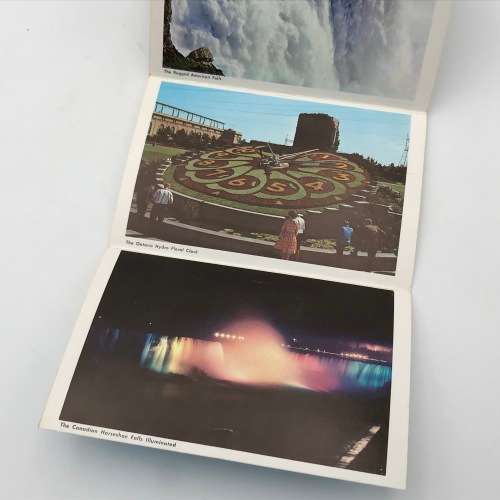 Views of Niagara falls fold out post card with 4 Canada 1 pence stamps cancelled 1964 Niagara Falls