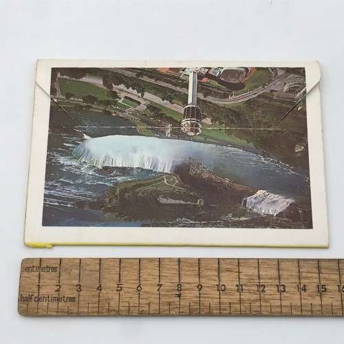 Views of Niagara falls fold out post card with 4 Canada 1 pence stamps cancelled 1964 Niagara Falls