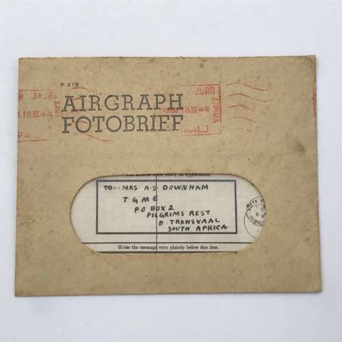 1944 WW2 Airgraph letter sent to Pelgrims Rest